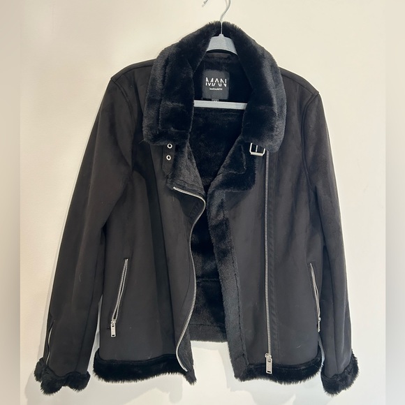 Boohoo Other - Faux Suede+Fur Moto Jacket